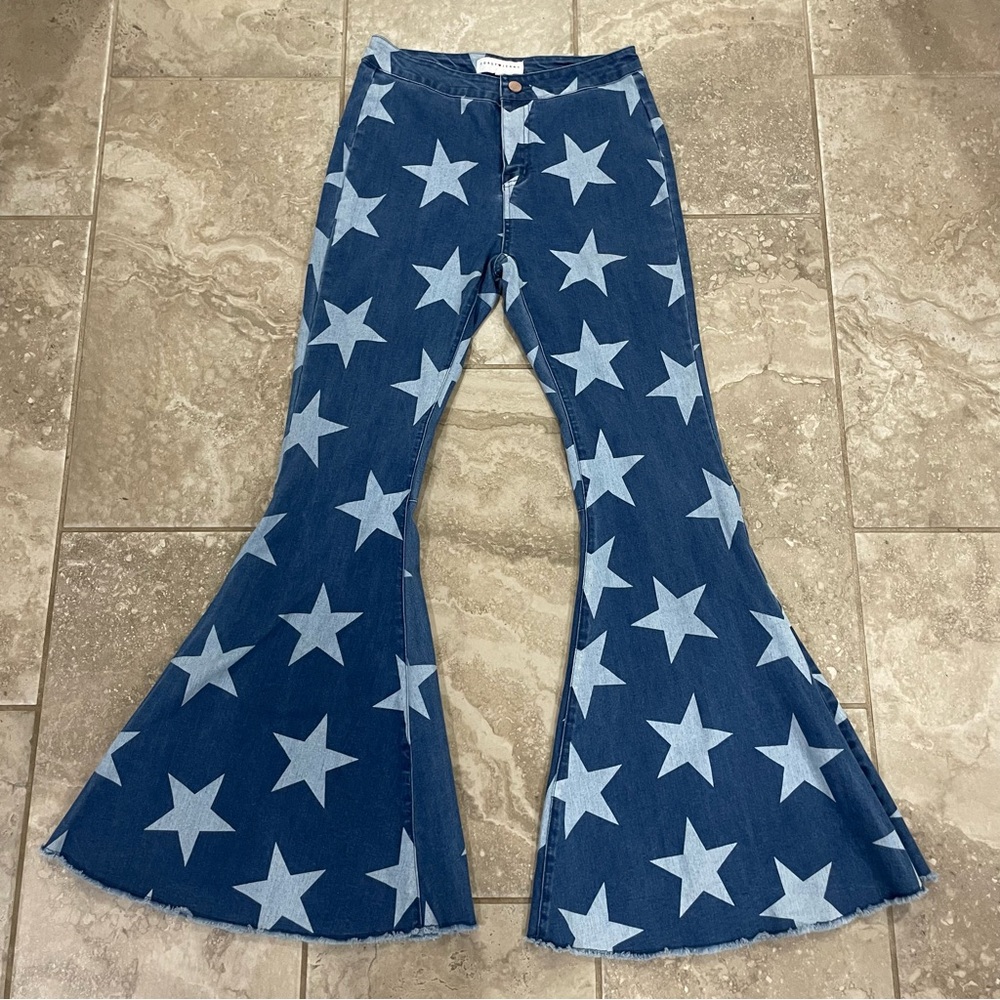 Toast Jeans Star pattern flare jeans size‎ Large